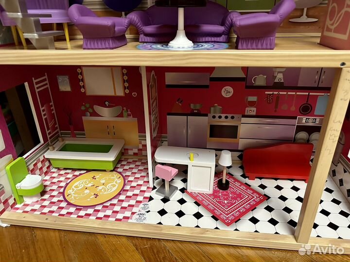 Домик кукольный 3 этажа (дерево)