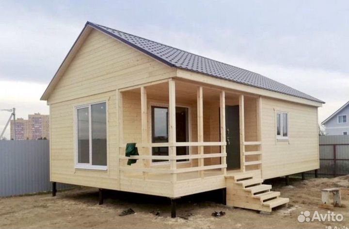 Каркасный дачный домик. 6х6