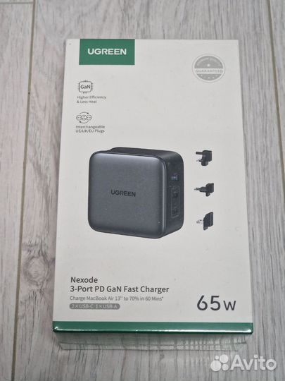 Зарядное устройство Ugreen CD296 PD GaN Travel 65W