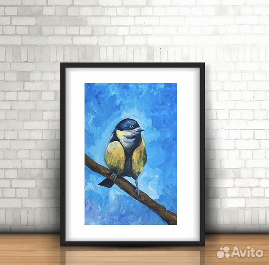 Картина «Синица на ветке» А4