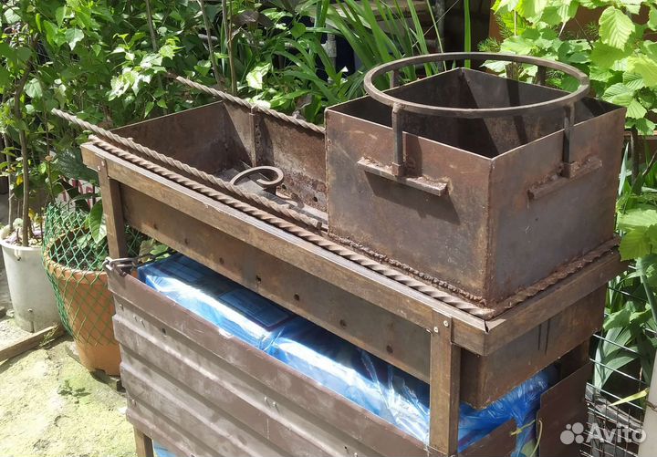 Мангал с печью под казан