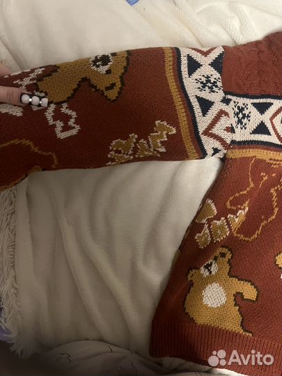 Свитер теплый женский оверсайз с мишками