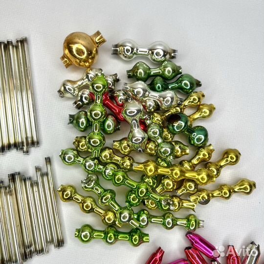 Гирлянда елочная СССР стекло бусы стеклярус