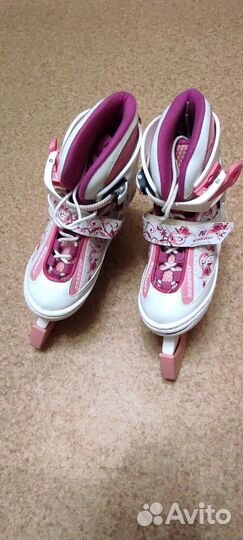 Коньки детские раздвижные р. 34-37 + чехлы