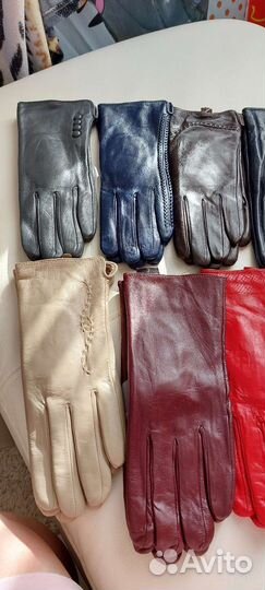 Женские перчатки из натуральной кожи цветные