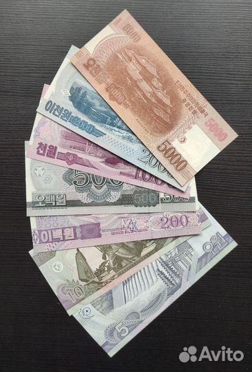 Северная Корея набор банкнот 7 шт. UNC