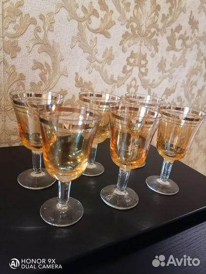 Бокалы фужеры рюмки стекло СССР цветное