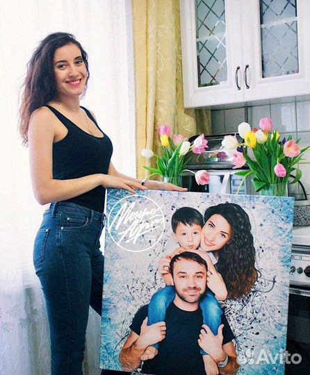 Портрет по фото на холсте на заказ