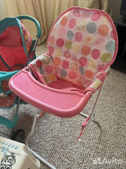 Каляска и стульчик для кукол