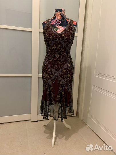Платье для танго, размер 44, бордовое