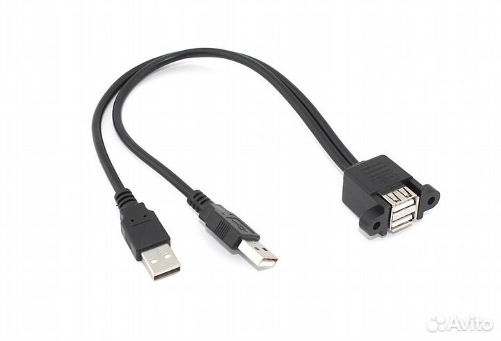 Кабель USB 2.0 двойной для монтажа на корпус 30 см