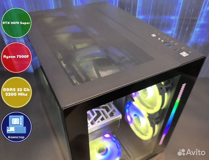Сборка мощного пк AMD7500F-RTX4070SUP-32DDR5-ECA3587