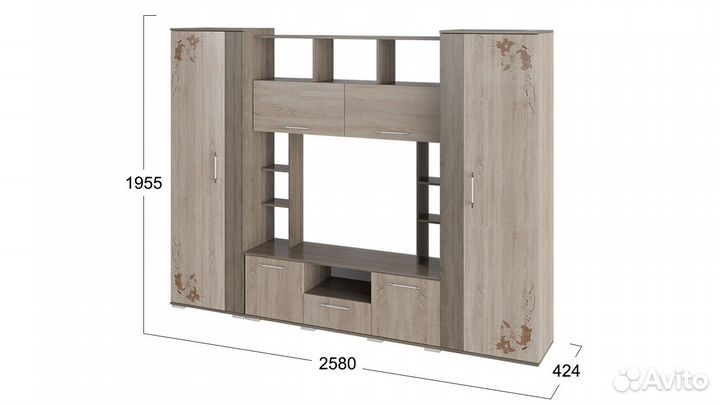 Стенка «Белла» исп. 2 Дуб Сонома трюфель/Дуб Соном