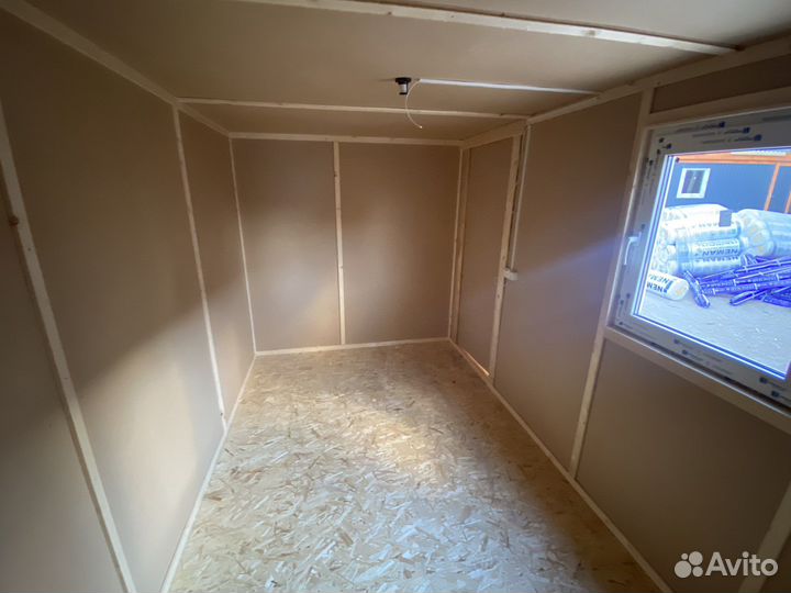 Бытовка 4м темно серая окна пвх