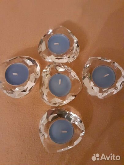 Подсвечник Бриллиант со свечой, хрустальное стекло