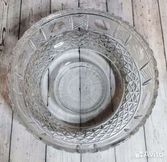 Конфетница/салатница винтажная хрусталь СССР. Торг