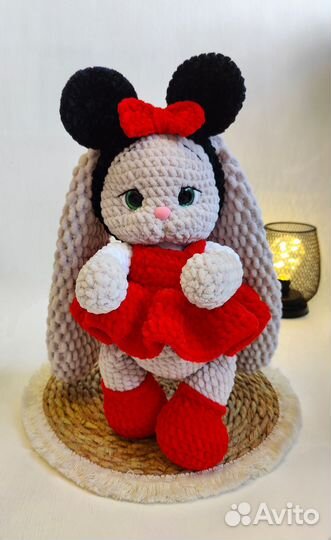 Плюшевый зайчик. Вязаная зайка. Зайчик