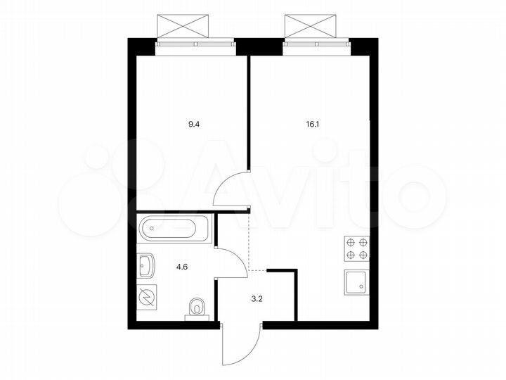 1-к. квартира, 33,3 м², 4/22 эт.