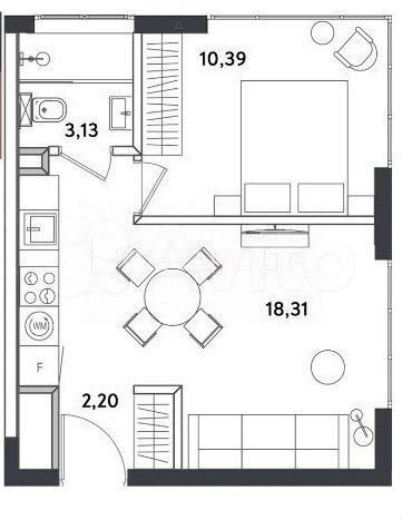 1-к. апартаменты, 34 м², 13/24 эт.