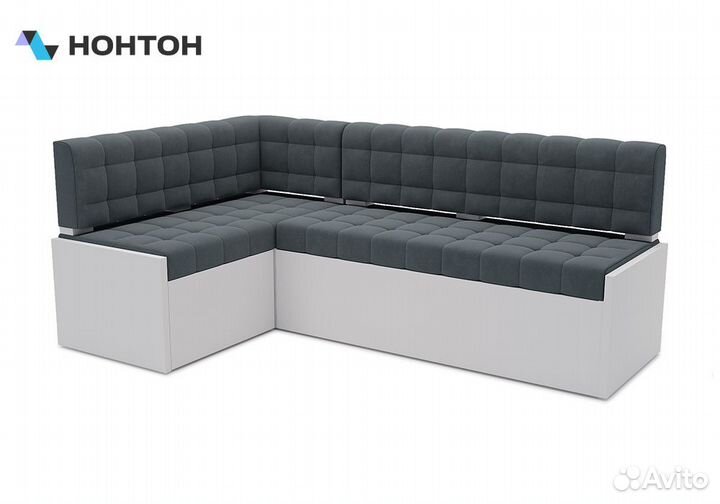 Кухонный угловой диван дельфин Ганновер велюр серо