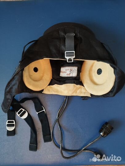 Шлем лётный, кожаный, новый