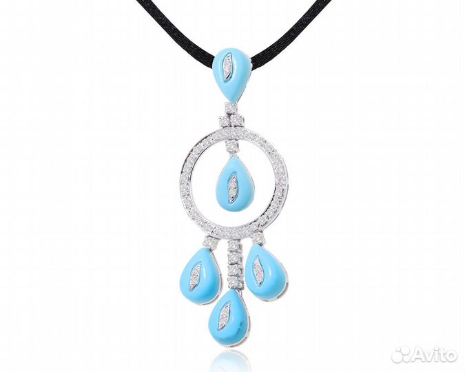 Золотой кулон с бирюзой и бриллиантами