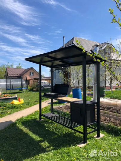 Мангал с крышей стальной