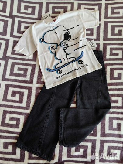 Джинсы черные футболка для девочки zara