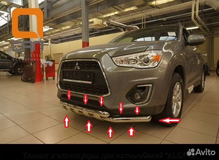 Защита переднего бампера с зубами Mitsubishi ASX