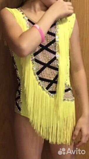 Купальник лайм, с бахромой