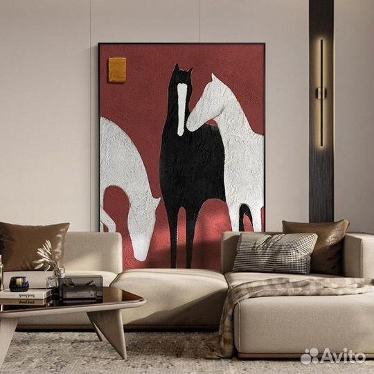 Стильная картина маслом ручная работа лошади