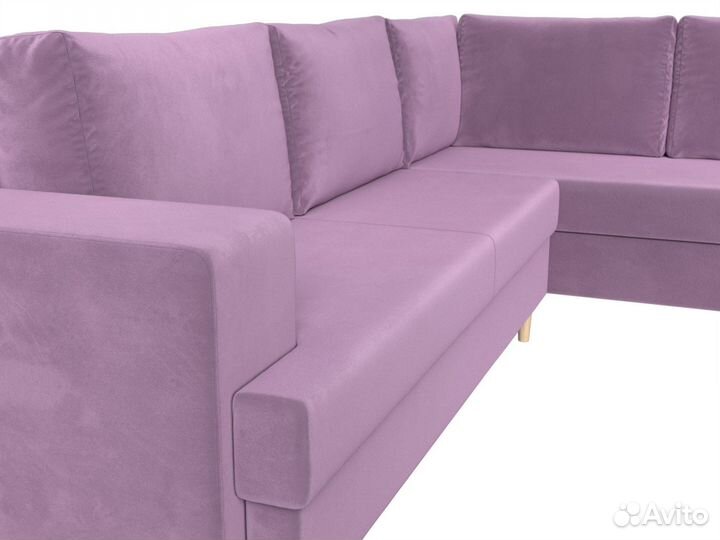 Диван угловой Сильвана правый угол, микровельвет, сиреневый