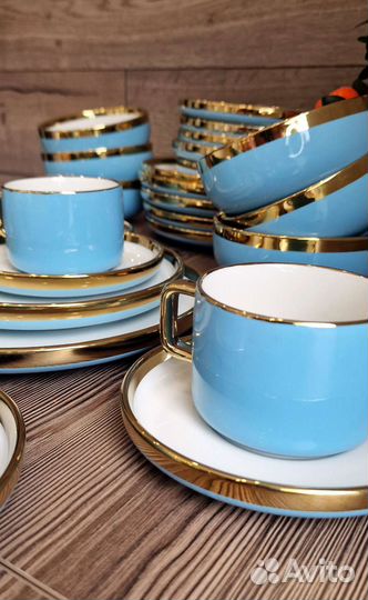 Столовый сервиз на 6 персон 32 предмета голубой
