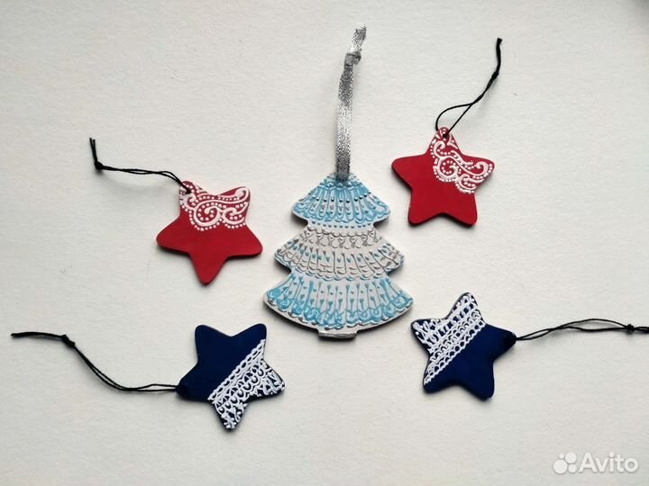 Набор елочных игрушек ручной работы