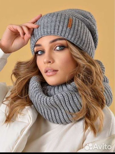 Комплект шапка и снуд женский