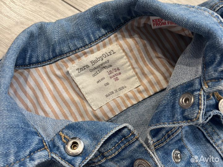 Джинсовая куртка zara для девочки 92