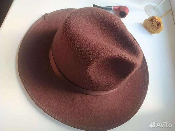 Шляпа фетровая унисекс коричневая