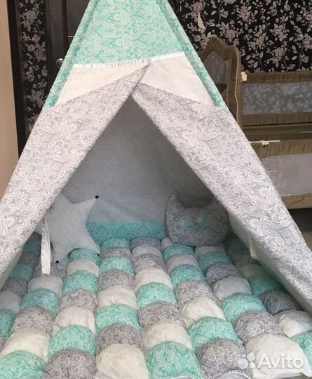 Детская палатка вигвам+ бомбон коврик