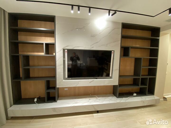 Стеллаж с подсветкой/ зона для тв с подсветкой