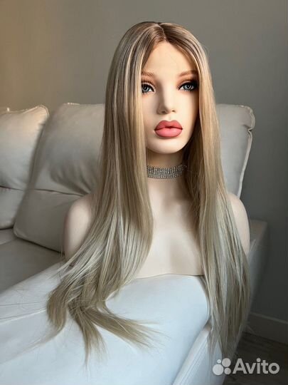 Парик премиум на сетке блонд