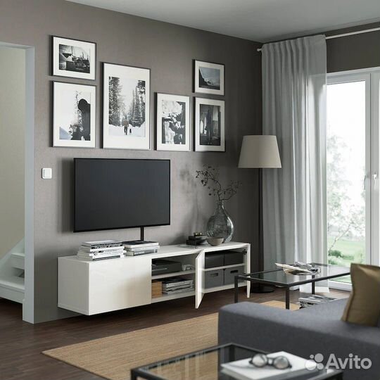 Тумба под тв IKEA бесто глянцевый