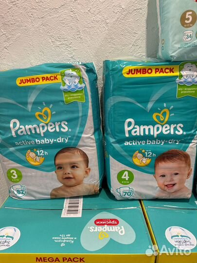 Подгузники pampers active baby dry 3, 4