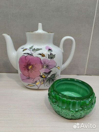 Шкатулка Райский Сад без крышки и чайник лфз Маки