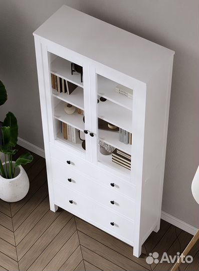 Шкаф-витрина Кымор, 3 ящика, 90х198х37 см, белый