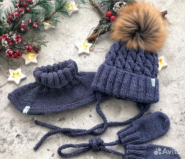 Шапка снуд варежки