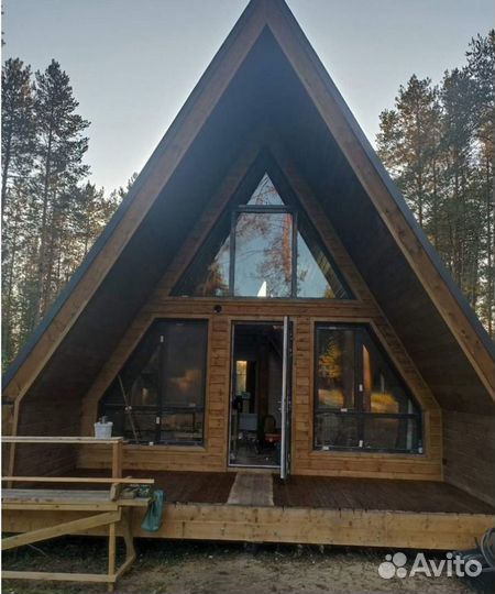 Проект дома A-frame 6х8 с аттиковыми cтенaми