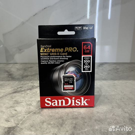 Карта памяти 64Gb SanDisk Extreme Pro(300/260mb/s)