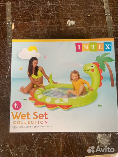 Детский надувной бассейн с душем Динозавр