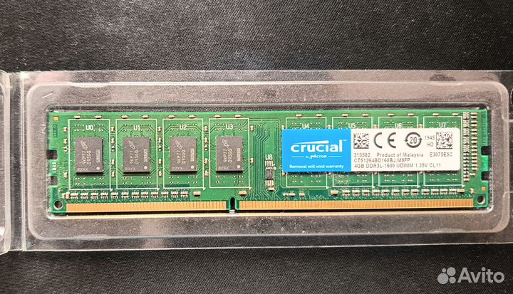 Оперативная память Crucial ddr3l-1600 4gb