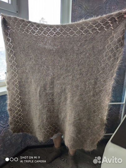 Пуховый платок из козьей шерсти. ручная работа